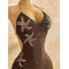 image:imageWomens Boho Sequin Mini Dress Halter Tie Back V Neck Bodycon Dresses Sparkle DressCoffee Brown