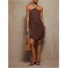 image:imageWomens Boho Tropical Tie Backless Halter Dresses Sleeveless Vacation Beach Short DressBrown