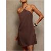 image:imageWomens Boho Tropical Tie Backless Halter Dresses Sleeveless Vacation Beach Short DressBrown