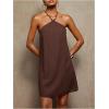 image:imageWomens Boho Tropical Tie Backless Halter Dresses Sleeveless Vacation Beach Short DressBrown