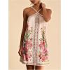 image:imageWomens Boho Tropical Tie Backless Halter Dresses Sleeveless Vacation Beach Short DressMulticolor