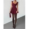 image:imageWomens Cocktail Dresses Sweetheart Neck Sleeveless Mini Dress Slim Fit High Waisted A Line DressBurgundy