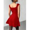 image:imageWomens Cocktail Dresses Sweetheart Neck Sleeveless Mini Dress Slim Fit High Waisted A Line DressRed