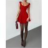 image:imageWomens Cocktail Dresses Sweetheart Neck Sleeveless Mini Dress Slim Fit High Waisted A Line DressRed