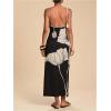 image:imageWomens Elegant Floral Maxi Dress Tassel Spaghetti Strap Slim Fit Dresses Summer OutfitsBlack and White