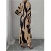 image:imageWomens Elegant Graphic Twist Front Dress 34 Ruffle Sleeve Silky Maxi Dress Bodycon Cocktail Dresses with SlitKhaki