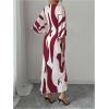 image:imageWomens Elegant Graphic Twist Front Dress 34 Ruffle Sleeve Silky Maxi Dress Bodycon Cocktail Dresses with SlitRed Violet