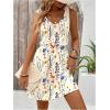 image:imageWomens Leopard Print Sleeveless Tank Dress Drawstring Waist Scoop Neck Dresses Summer Short DressFloral Yellow