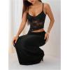 image:imageWomens Mesh Bodycon Maxi Dress V Neck Sleeveless Cami Elegant Party Wedding Formal Long DressPure Black