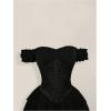 image:imageWomens Off Shoulder Corset Dress Ruffle Hem Lace Up Mini Dress Gothic Lolita OutfitsBlack