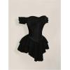 image:imageWomens Off Shoulder Corset Dress Ruffle Hem Lace Up Mini Dress Gothic Lolita OutfitsBlack