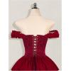 image:imageWomens Off Shoulder Corset Dress Ruffle Hem Lace Up Mini Dress Gothic Lolita OutfitsBurgundy