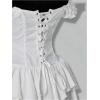 image:imageWomens Off Shoulder Corset Dress Ruffle Hem Lace Up Mini Dress Gothic Lolita OutfitsWhite