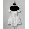 image:imageWomens Off Shoulder Corset Dress Ruffle Hem Lace Up Mini Dress Gothic Lolita OutfitsWhite