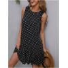 image:imageWomens Sleeveless Polka Dots Ruffle Tunic Dress Casual Summer Beach Tank Dresses SundressBlack