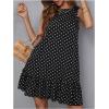 image:imageWomens Sleeveless Polka Dots Ruffle Tunic Dress Casual Summer Beach Tank Dresses SundressBlack