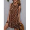 image:imageWomens Sleeveless Polka Dots Ruffle Tunic Dress Casual Summer Beach Tank Dresses SundressBrown