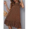 image:imageWomens Sleeveless Polka Dots Ruffle Tunic Dress Casual Summer Beach Tank Dresses SundressBrown
