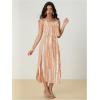 image:imageWomens Spaghetti Strap Tie Dye Cami Sun Dress Beach Midi Summer Dresses Resort Wear Vacation OutfitsApricot