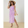 image:imageWomens Spaghetti Strap Tie Dye Cami Sun Dress Beach Midi Summer Dresses Resort Wear Vacation OutfitsLight Purple