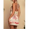 image:imageWomens Tropical Floral Backless Halter Dresses Cut Out Knot Front Sleeveless Vacation Short DressPink