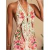 image:imageWomens Tropical Floral Backless Halter Dresses Cut Out Knot Front Sleeveless Vacation Short DressPink