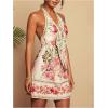 image:imageWomens Tropical Floral Backless Halter Dresses Cut Out Knot Front Sleeveless Vacation Short DressPink