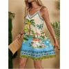 image:imageWomens Tropical Graphic V Neck Mini Dresses Boho Holiday Vacation Backless Cami DressApricot