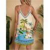 image:imageWomens Tropical Graphic V Neck Mini Dresses Boho Holiday Vacation Backless Cami DressApricot