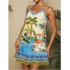 image:imageWomens Tropical Graphic V Neck Mini Dresses Boho Holiday Vacation Backless Cami DressApricot