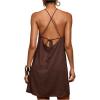 image:imageWomens Boho Tropical Tie Backless Halter Dresses Sleeveless Vacation Beach Short DressBrown
