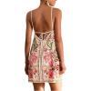 image:imageWomens Boho Tropical Tie Backless Halter Dresses Sleeveless Vacation Beach Short DressMulticolor