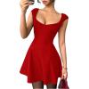 image:imageWomens Cocktail Dresses Sweetheart Neck Sleeveless Mini Dress Slim Fit High Waisted A Line DressRed