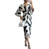 image:imageWomens Elegant Graphic Twist Front Dress 34 Ruffle Sleeve Silky Maxi Dress Bodycon Cocktail Dresses with SlitApricot