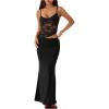 image:imageWomens Mesh Bodycon Maxi Dress V Neck Sleeveless Cami Elegant Party Wedding Formal Long DressPure Black