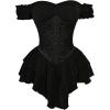 image:imageWomens Off Shoulder Corset Dress Ruffle Hem Lace Up Mini Dress Gothic Lolita OutfitsBlack