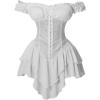 image:imageWomens Off Shoulder Corset Dress Ruffle Hem Lace Up Mini Dress Gothic Lolita OutfitsWhite