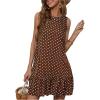image:imageWomens Sleeveless Polka Dots Ruffle Tunic Dress Casual Summer Beach Tank Dresses SundressBrown