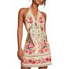 image:imageWomens Tropical Floral Backless Halter Dresses Cut Out Knot Front Sleeveless Vacation Short DressPink