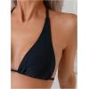 image:image2 Piece Bikini Sets Triangle Halter Top High Cut Brazilian Bottom Swimsuit Summer Beach SwimwearBlack