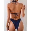 image:image2 Piece Bikini Sets Triangle Halter Top High Cut Brazilian Bottom Swimsuit Summer Beach SwimwearBlue