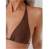 image:image2 Piece Bikini Sets Triangle Halter Top High Cut Brazilian Bottom Swimsuit Summer Beach SwimwearCoffee Brown