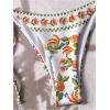 image:imageWomens 2 Piece Bikini Fruits Plaid Graphic Tie Back Bras and Bow Knot Side Thongs Beach OutfitsMulticolor