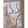 image:imageWomens 2 Piece Bikini Fruits Plaid Graphic Tie Back Bras and Bow Knot Side Thongs Beach OutfitsMulticolor