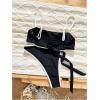 image:imageWomens 2 Piece Bikini Set Spliced Striped Tie Back Bikini Tops and High Waisted Bottoms BeachwearBlack and White