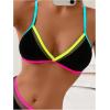 image:imageWomens 2 Piece Bikini Sets Color Block Triangle Bikini Top Brazilian Bottom Swimsuit SwimwearBlack