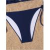 image:imageWomens 2 Piece Bikini Sets Ribbed Knit Halter Bikini Tops Tie Side Thong Cheeky Swimsuit SwimwearBlue