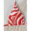 image:imageWomens 2 Piece Bikini Sets Zebra Striped Print Halter Bras and Thongs Summer BeachwearMulticolor