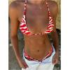 image:imageWomens 2 Piece Bikini Sets Zebra Striped Print Halter Bras and Thongs Summer BeachwearMulticolor