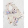 image:imageWomens 2 Piece Boho Bikini Sets Halter Tie Neck Bras and Thongs SwimwearMulticolor